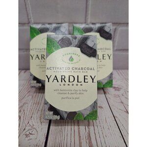 (3) Yardley Activated Charcoal Bar Soap Lardley London Nourishing Bars 4.25 oz